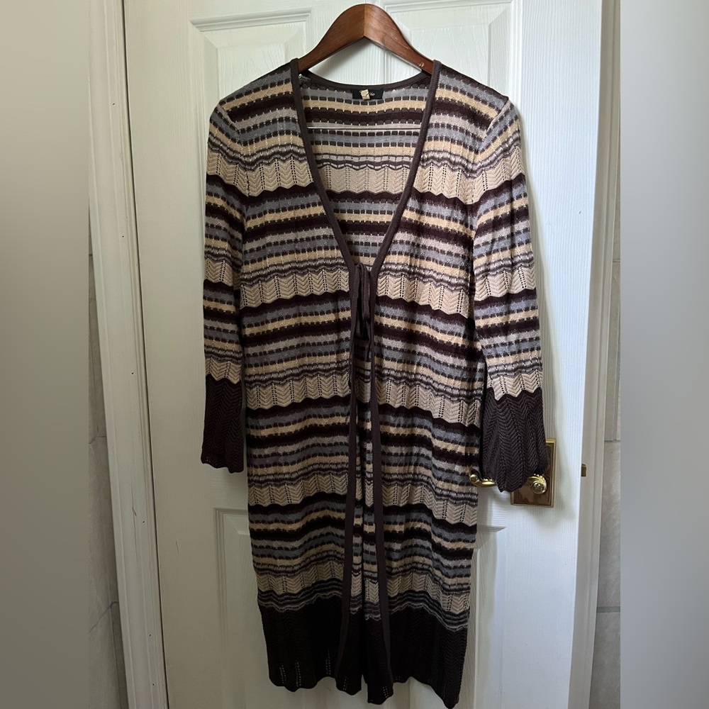 3/$10 Cupio Long Cardigan with Front Tie Size L